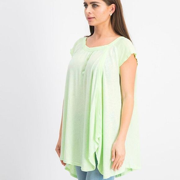 Free People Keep It Casual T-shirt blouse Queen Green size XS - Picture 1 of 7